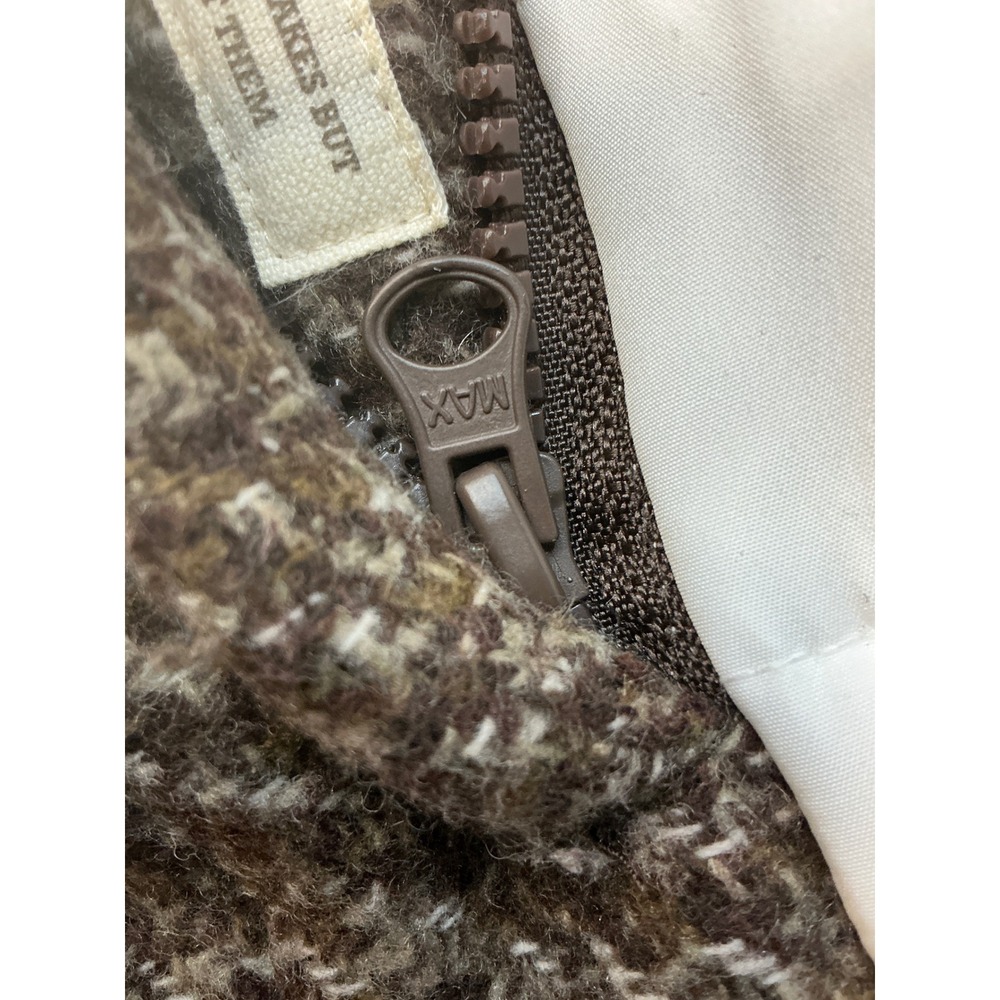 Puffer Vest Mixed Media Tweed Ruff Hewn Wool Blend Brown White Casual - Picture 4 of 16